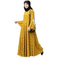 Mustard printed Umbrella dress abaya with bell sleeves Mustard printed Umbrella dress abaya with bell sleeves